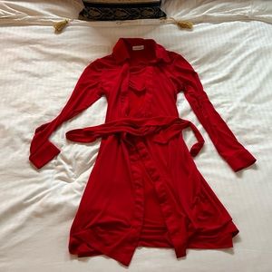 Calvin Klein red long sleeve wrap dress.  Size 6.